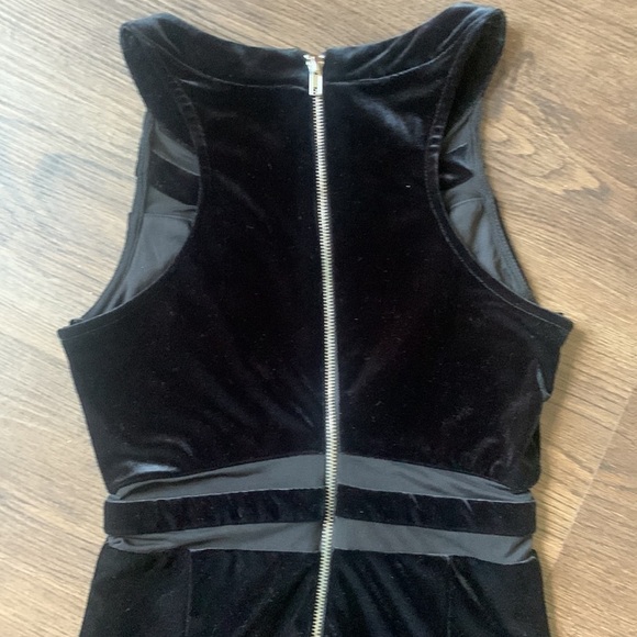 Gianni Bini black velour mini dress with mesh cut outs size small - Picture 4 of 4